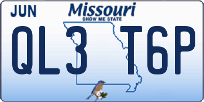 MO license plate QL3T6P