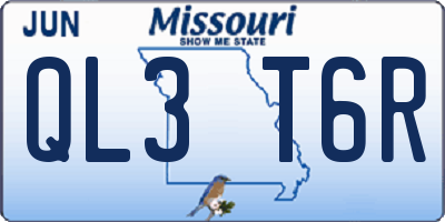 MO license plate QL3T6R