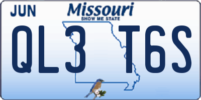 MO license plate QL3T6S