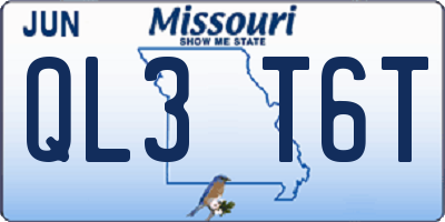 MO license plate QL3T6T