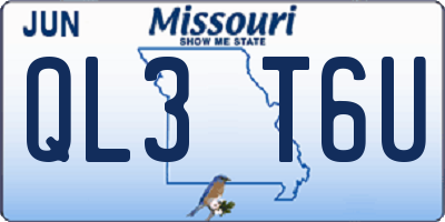 MO license plate QL3T6U