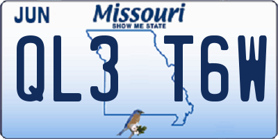 MO license plate QL3T6W