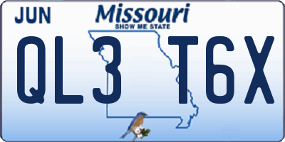 MO license plate QL3T6X