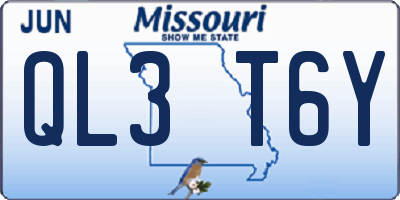 MO license plate QL3T6Y