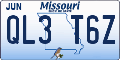 MO license plate QL3T6Z