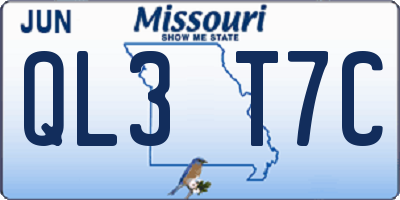 MO license plate QL3T7C