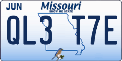 MO license plate QL3T7E