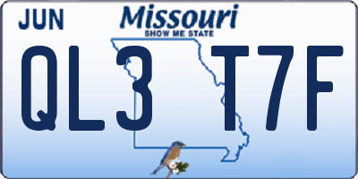 MO license plate QL3T7F