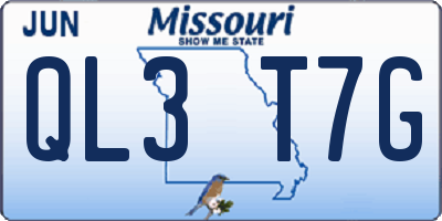 MO license plate QL3T7G