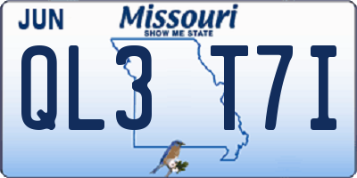 MO license plate QL3T7I
