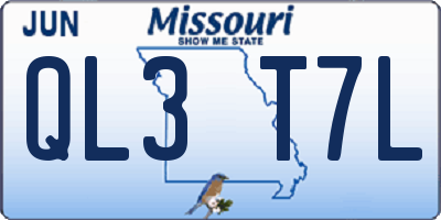 MO license plate QL3T7L