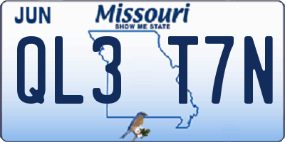 MO license plate QL3T7N