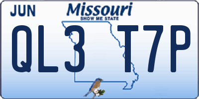 MO license plate QL3T7P