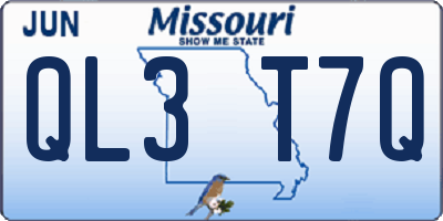 MO license plate QL3T7Q