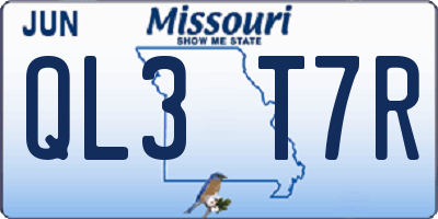 MO license plate QL3T7R