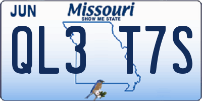MO license plate QL3T7S