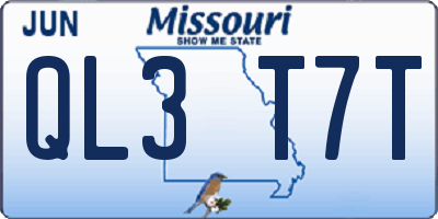 MO license plate QL3T7T