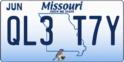 MO license plate QL3T7Y