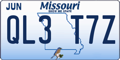 MO license plate QL3T7Z