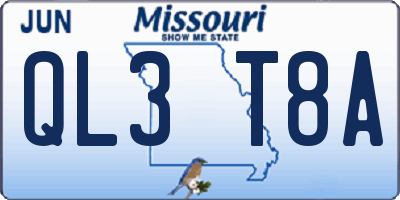 MO license plate QL3T8A
