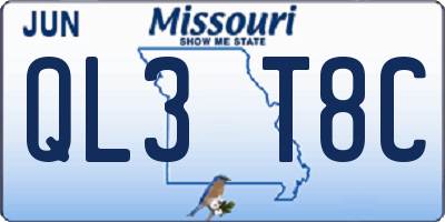MO license plate QL3T8C