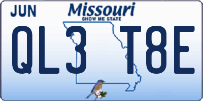 MO license plate QL3T8E
