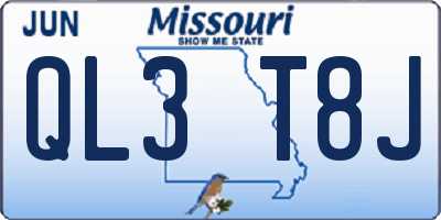 MO license plate QL3T8J