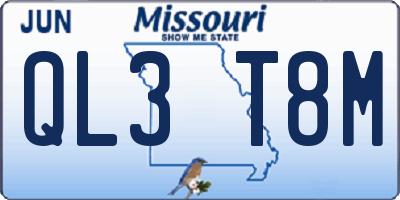 MO license plate QL3T8M