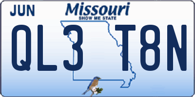MO license plate QL3T8N