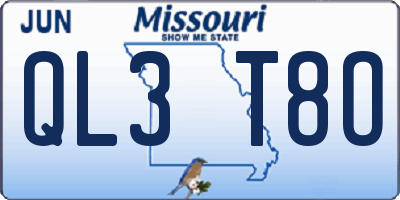 MO license plate QL3T8O