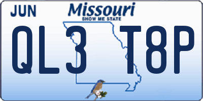 MO license plate QL3T8P