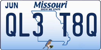 MO license plate QL3T8Q