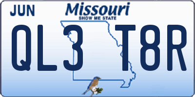 MO license plate QL3T8R