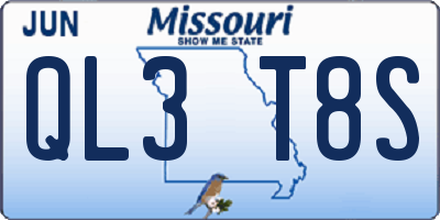 MO license plate QL3T8S