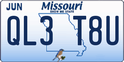 MO license plate QL3T8U