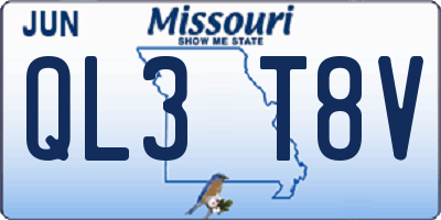 MO license plate QL3T8V