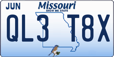 MO license plate QL3T8X
