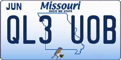 MO license plate QL3U0B