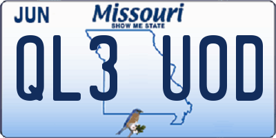 MO license plate QL3U0D