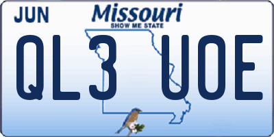 MO license plate QL3U0E