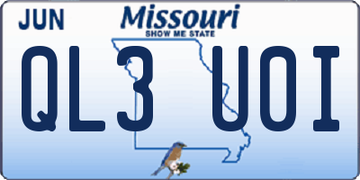MO license plate QL3U0I