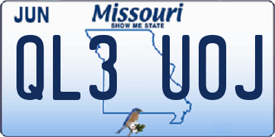 MO license plate QL3U0J