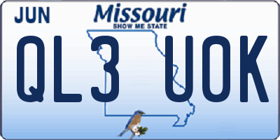 MO license plate QL3U0K