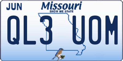 MO license plate QL3U0M