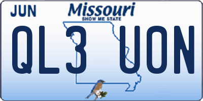 MO license plate QL3U0N