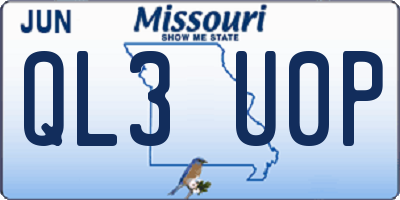 MO license plate QL3U0P