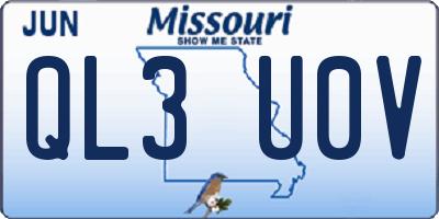 MO license plate QL3U0V