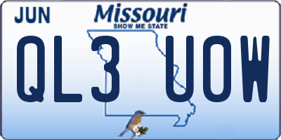 MO license plate QL3U0W