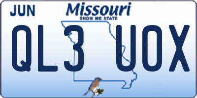 MO license plate QL3U0X