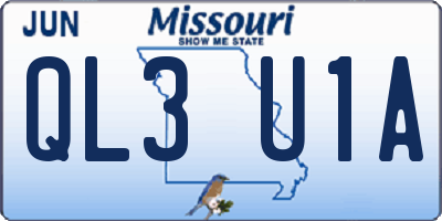 MO license plate QL3U1A
